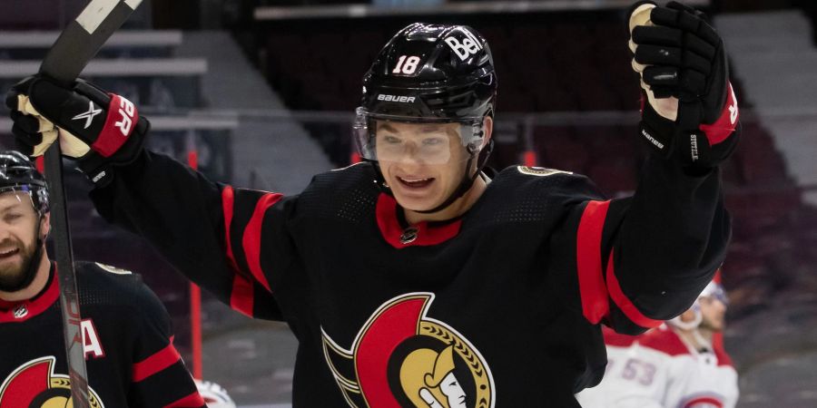 Der erst 20-jährige Tim Stützle ist bei den Ottawa Senators in der NHL bereits ein Leistungsträger.