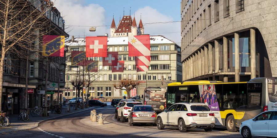 Die Bahnhofstrasse der Stadt Thun.