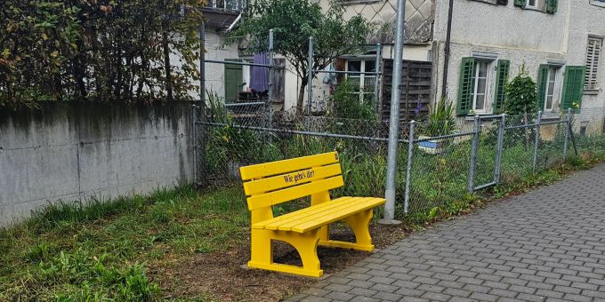 Das «Wie geht’s dir?»-Bänkli am Kanalweg. «Wie geht’s dir?»-Bänkli