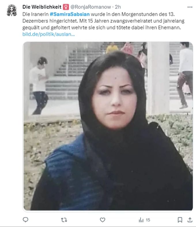 Samira Sabsian ist im Iran hingerichtet worden. Samira sabsian
