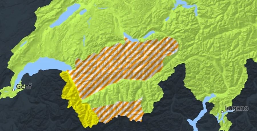 Im Südwallis und im Berner Oberland herrscht am Freitag die Gefahrenstufe 3 für Regen. Bei manchen Bächen könnte der Wasserspiegel ansteigen.