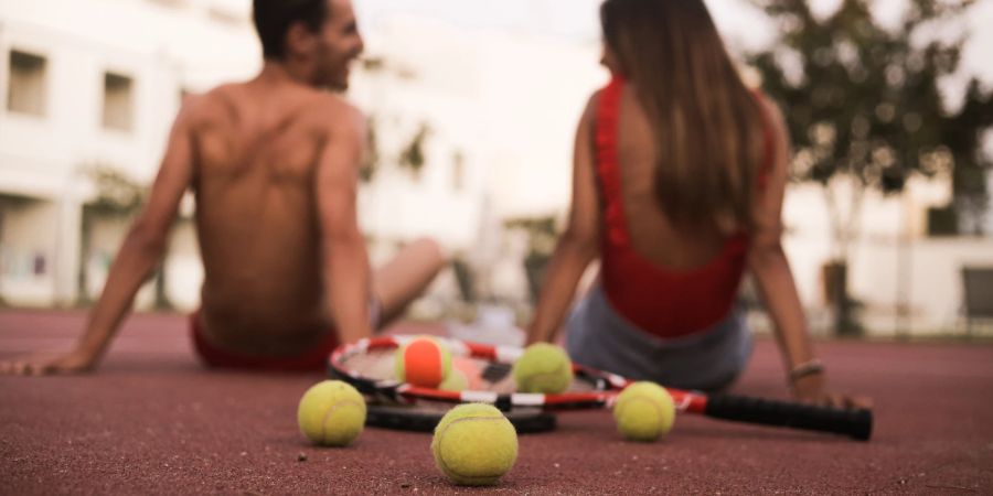 Paar Tennis Tennisplatz