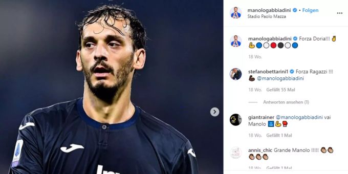 Wurde positiv auf das Coronavirus getestet: Manolo Gabbiadini. Manolo Gabbiadini
