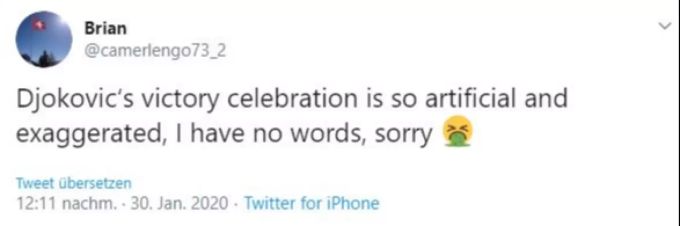 Ein kritischer Tennis-Fan ärgert sich über Djokovic. Roger Federer
