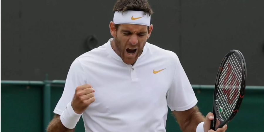 Die Erleichterung ist Juan Martin Del Potro nach dem Sieg gegen Gilles Simon deutlich anzusehen.