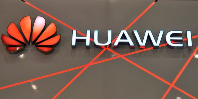 Das Logo von Huawei in Genf.