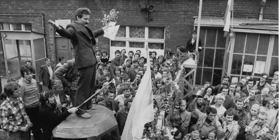 Ein Foto aus dem Streik, der von Lech Walesa im Jahre 1980 geführt wurde.