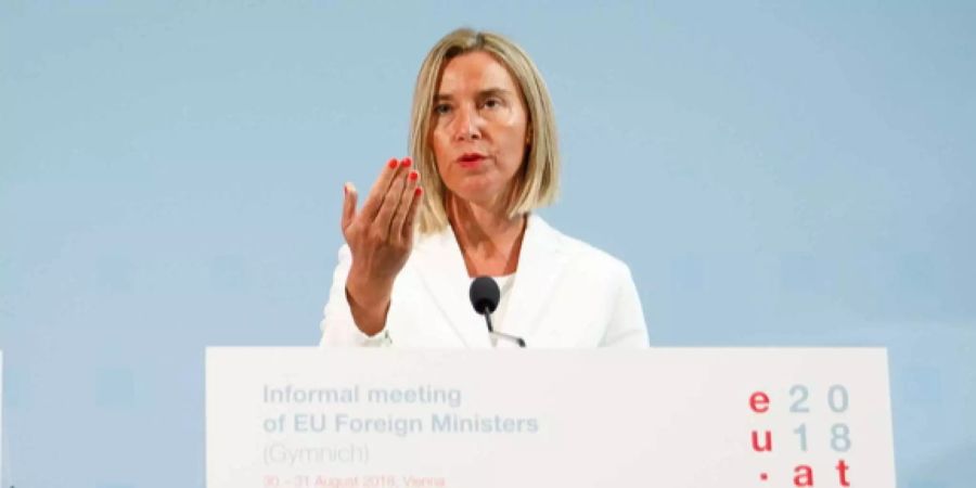 Die hohe Vertreterin der EU für Aussen- und Sicherheitspolitik Federica Mogherini spricht an einer Pressekonferenz nach einem Treffen der EU-Aussenminister im Hofburg-Palast in Wien.