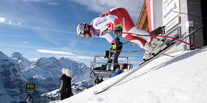 Beat Feuz gelang heute Mittwoch im Training die Bestzeit. Beat Feuz