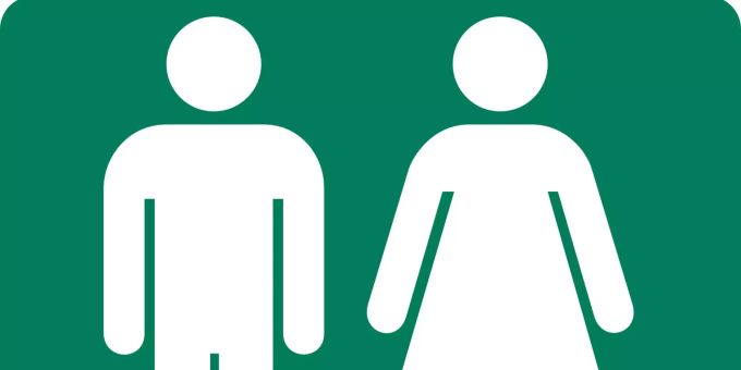 Das Geschlechterverhältnis ist unausgeglichen. WC-Piktogramm.