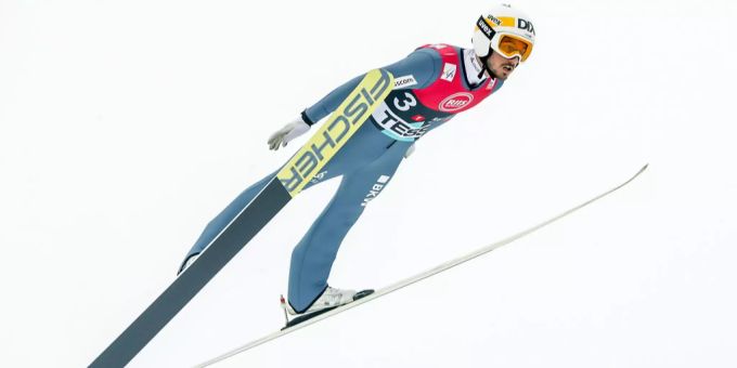 Der Schweizer Skispringer Killian Peier beim Team-Wettkampf in Oslo am 7. März. killian peier