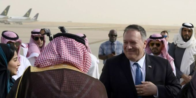 US-Aussenminister Mike Pompeo bei der Ankunft in Riad. Pompeo Saudi-Arabien