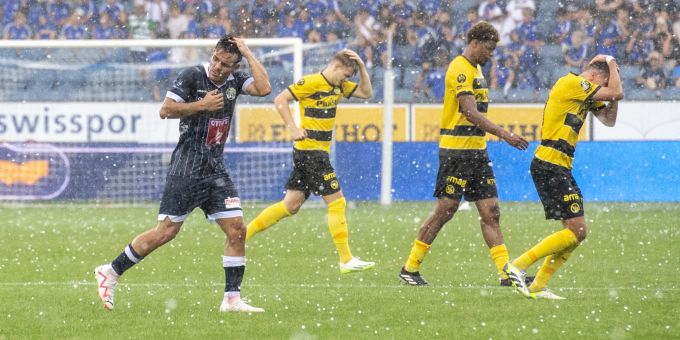 Beim 1:1 zwischen dem FC Luzern und YB sorgt ein Hagelsturm für einen Unterbruch. YB