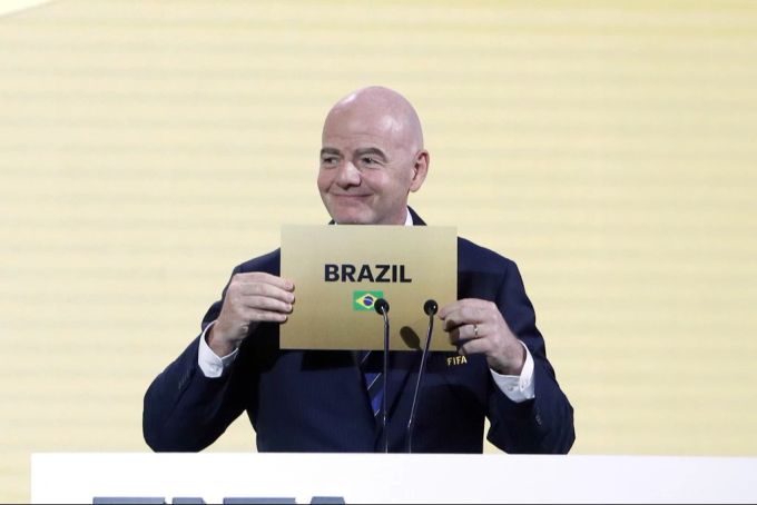 Fifa-Präsident Gianni Infantino kündigt Brasilien als Austragungsort für die FIFA Frauen-WM 2027 an, während dem Fifa-Kongress in Bangkok, Thailand, am 17. Mai 2024. Gianni Infantino Brasilien