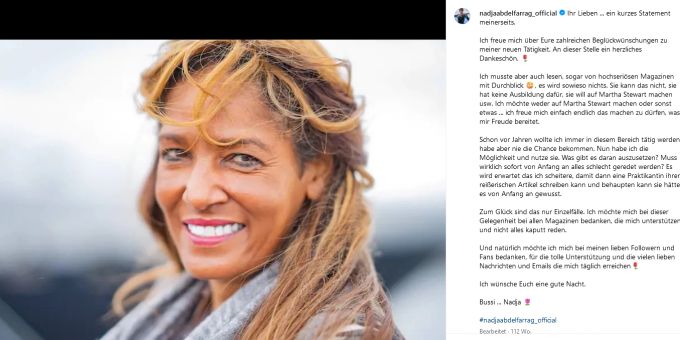 Nadja Abd el Farrag, alias «Naddel», ist zurück auf Instagram. Nadja Abd el Farrag
