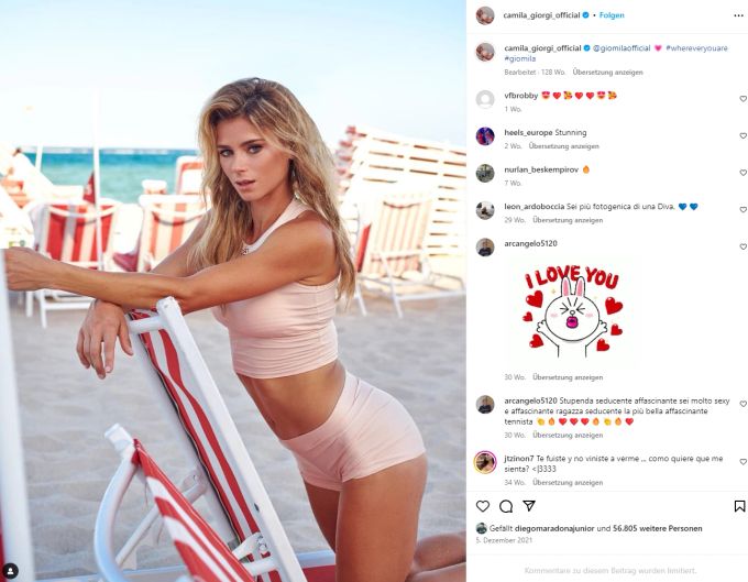 Auf Instagram macht Camila Giorgi Werbung für ihre eigene Kleidermarke. Camila Giorgi