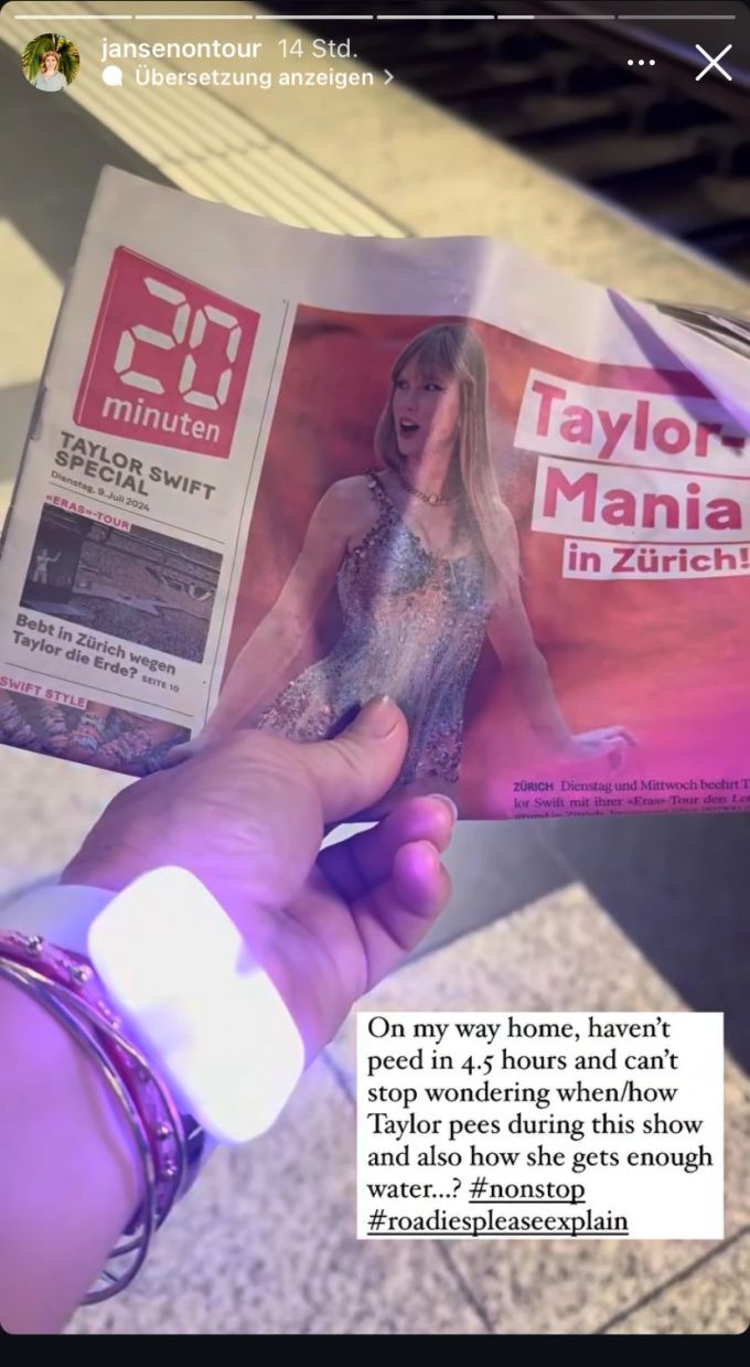 Taylor Swift performte in Zürich rund drei Stunden auf der Bühne. Jansen fragt sich, ob die Sängerin nie pinkeln muss. Taylor Swift