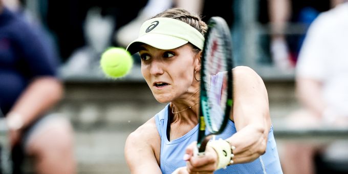 Rebeka Masarova während der Partie gegen Aryna Sabalenka. Rebeka Masarova