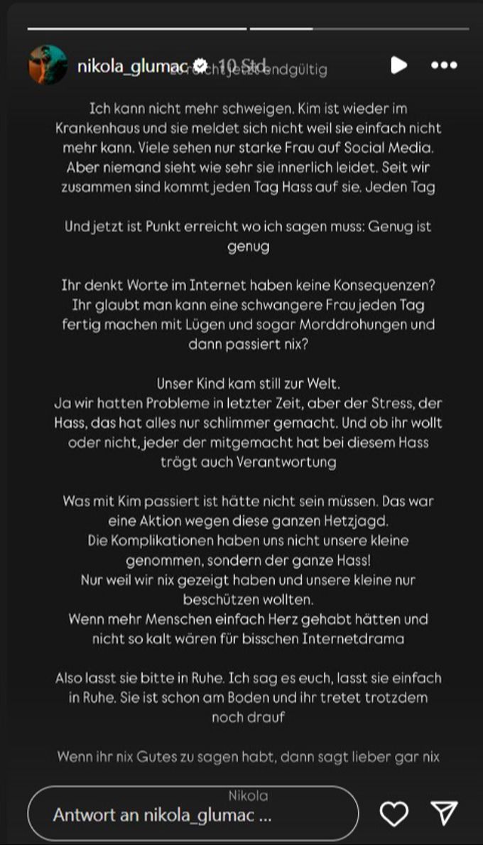 Über das Statement von Nikola Glumac war Kim Virginia Hartung gar nicht erfreut. glumac kim virginia hartung