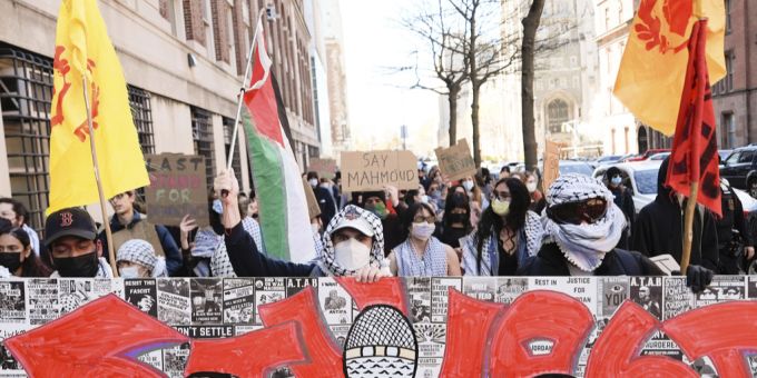 Immer wieder protestieren propalästinensische Aktivisten auf dem Campus der Columbia-Universität. columbia