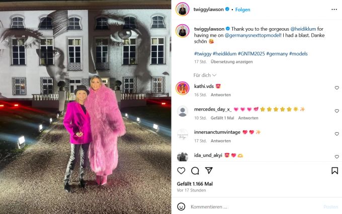 Twiggy hat der Besuch bei Heidi Klum sichtlich Spass gemacht. twiggy