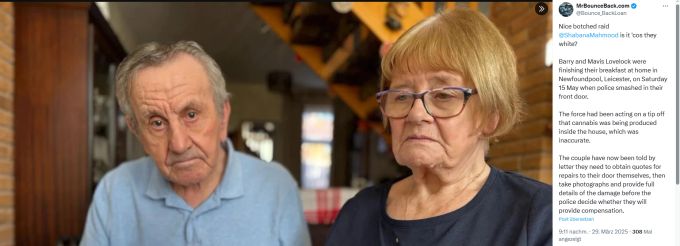 Ein älteres Ehepaar wurde Opfer einer Polizei-Razzia. Polizei-Razzia
