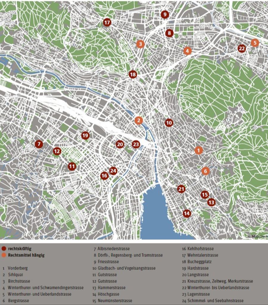 24 Strassenprojekte in Zürich warten auf grünes Licht des Kantons.
