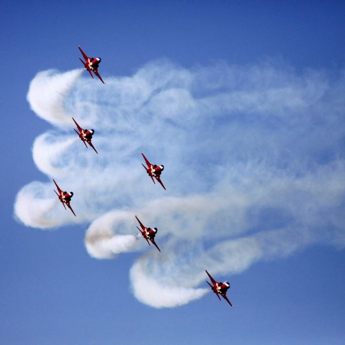 Die Patrouille Suisse während einer Flugshow. (Archivbild) patrouille suisse f-5 tiger