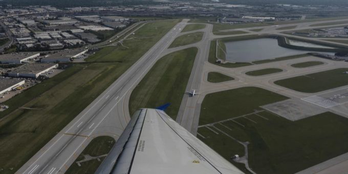 Der Flughafen Chicago aus der Luft. Hier hat sich der Vorfall abgespielt. Flughafen Chicago