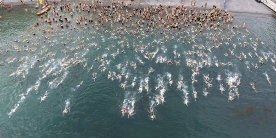 9000 Schwimmerinnen und Schwimmer haben sich Karten für die Stadtzürcher Seeüberquerung gekauft. Am Mittwoch begaben sie sich ins nicht sehr kühle Nass.