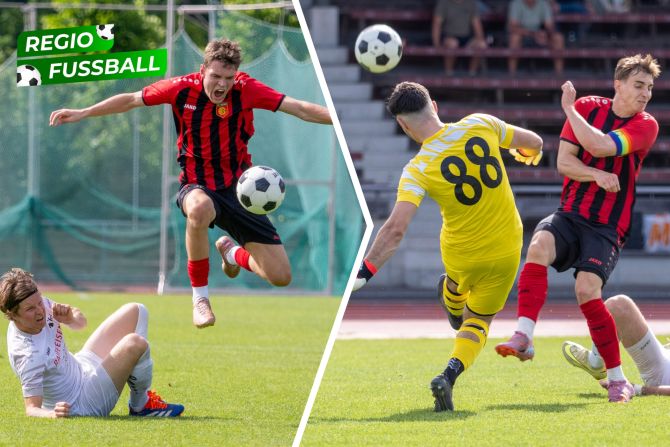 Schmid (Bern) wird von Schenk (Interlaken) von den Beinen geholt.