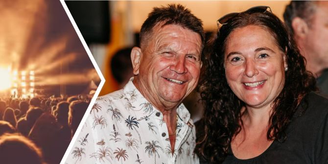 Die beiden Veranstalter Harry Ritz und Bettina Hacker. Harry Ritz ist seit 23 Jahren, also
seit Beginn des musikalischen Anlasses dabei.