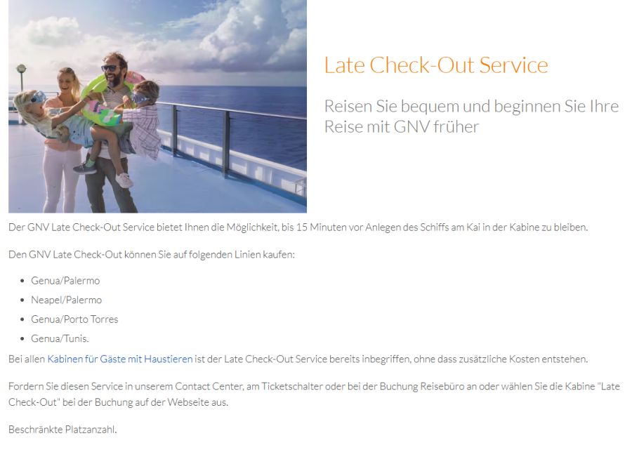 Fähre late check-out