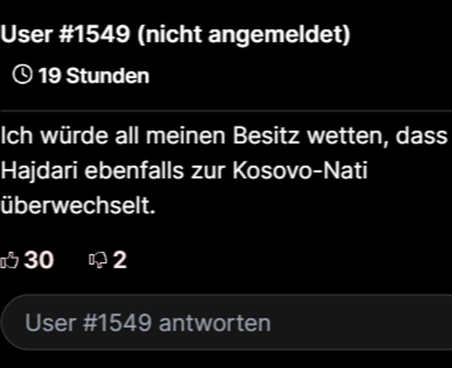 Nau.ch berichtete gestern darüber, dass auch bei Albian Hajdari im Raum steht, dass er die Nation wechseln könnte.