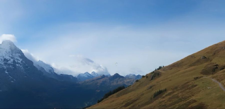 Auch die First bei Grindelwald zeigte sich am Sonntag von ihrer Sonnenseite. (20.10.24, 11:30 Uhr)