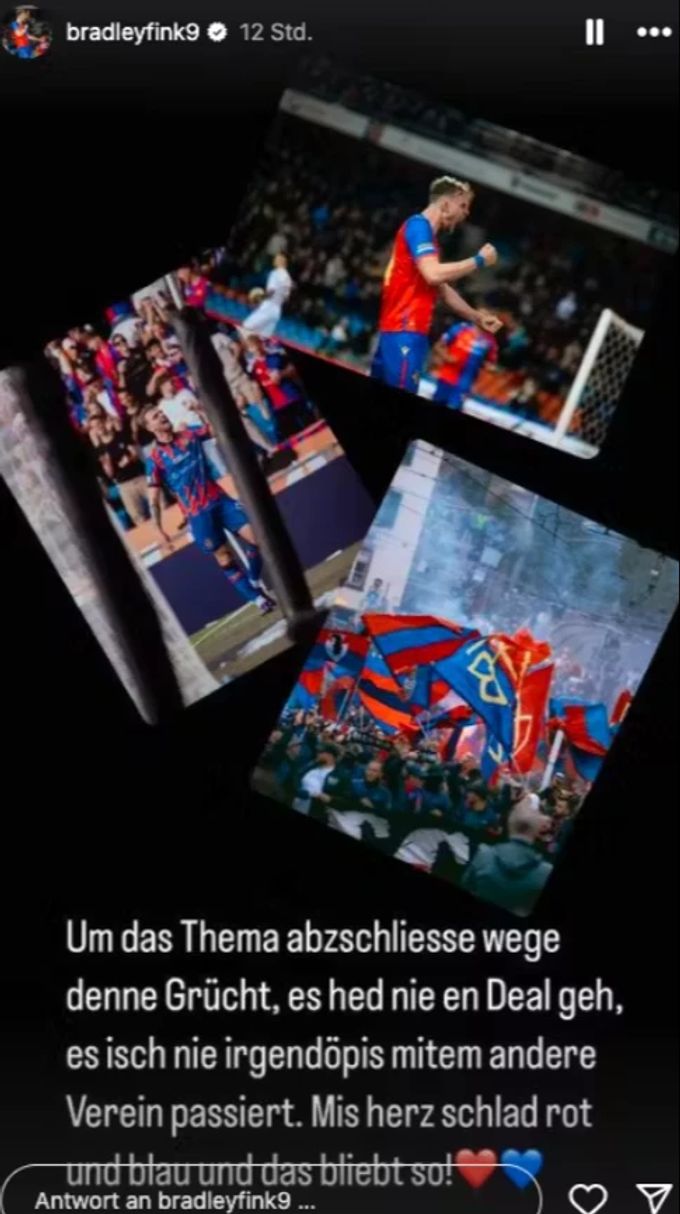Bradley Fink erklärt, dass er mit keinem anderen Klub gesprochen habe. FC Basel