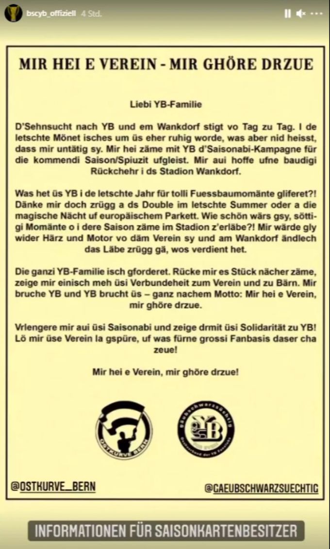Die Fans von YB rufen erneut zu Solidarität auf. YB