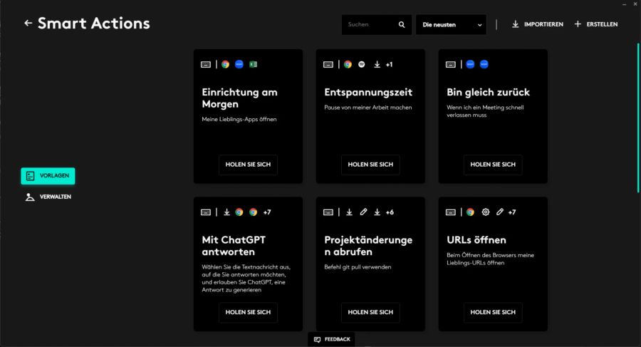 Mit den Smart Actions von Logitech lassen sich diverse Abläufe automatisieren.