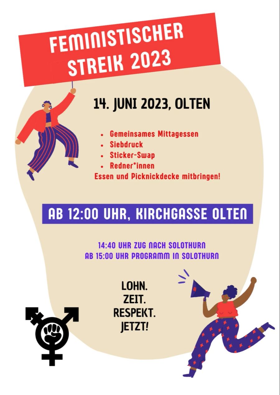 In Olten wird ab 12.00 Uhr ein Mittagessen zum Frauenstrek organisiert.