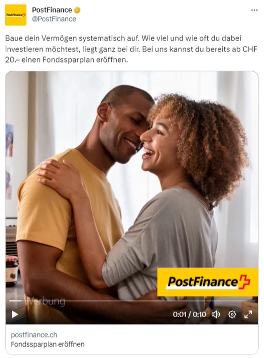 Für dieses Werbesujet erntet die Postfinance rassistische Kommentare.