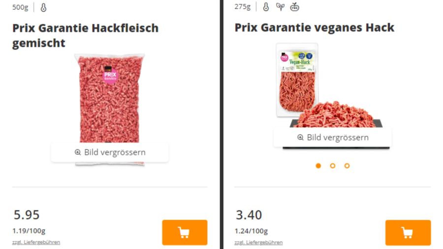 Mittlerweile gibt es auch Alternativen für kleines Geld. Links: 1,19/100g, Mitte: 1,24/100g. (2/3)