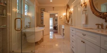 luxus Badezimmer weiss gold