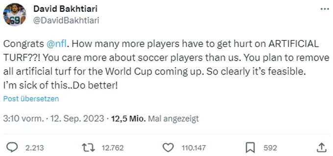 David Bakhtiari verschafft seinem Ärger Luft. nfl