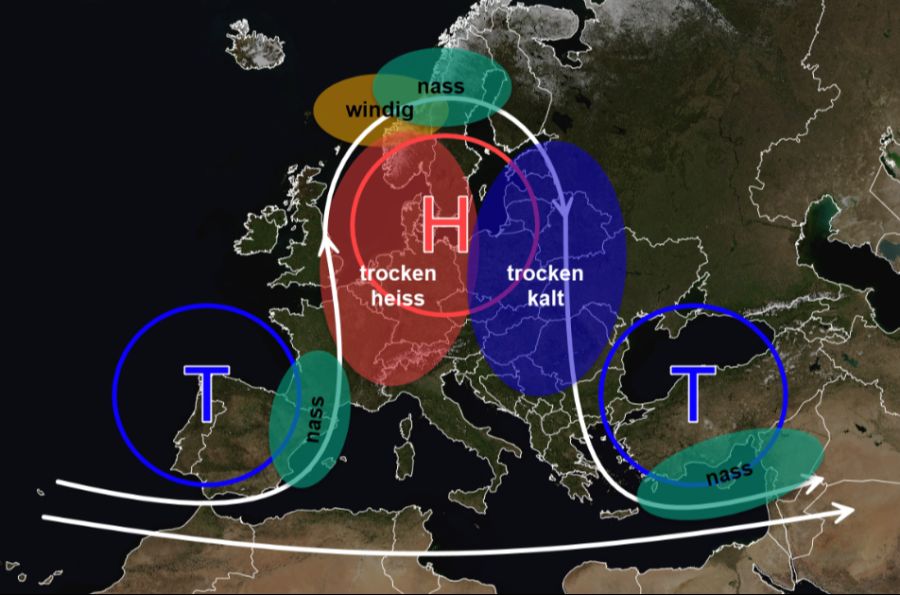 Meteorologin Regula Keller erklärt, dass eine sogenannte Omega-Konstellation für langanhaltende Hitze sorgt.