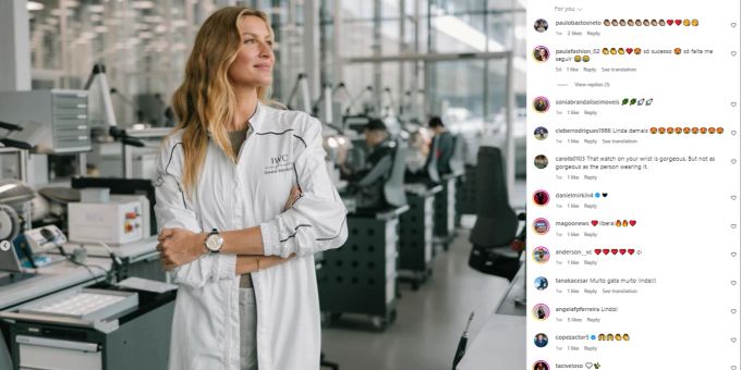 Gisele Bündchen ist Botschafterin und Werbegesicht der Uhrenmarke «IWC Schaffhausen». Gisele Bündchen