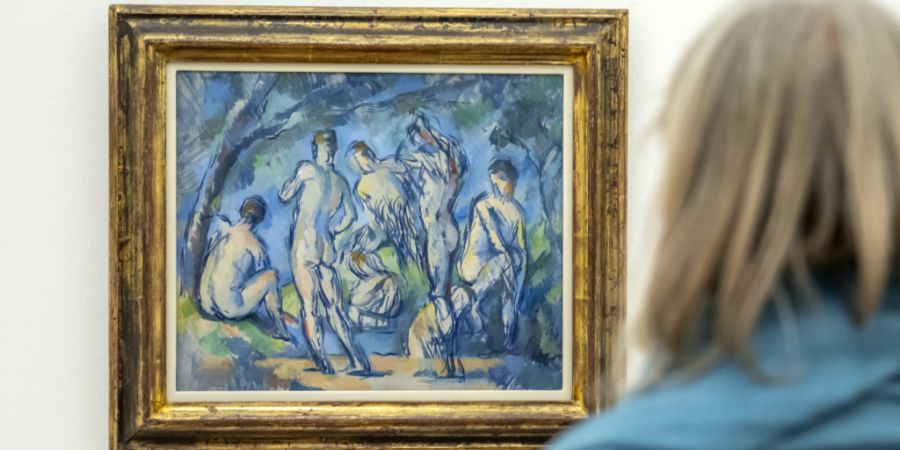 Das Gemälde «Sieben Badende» (um 1900) in der Cézanne-Ausstellung in der Fondation Beyeler.