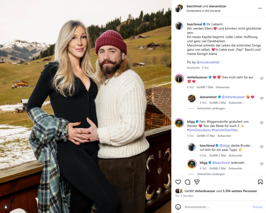 Baschi und Alana Netzer werden Eltern.