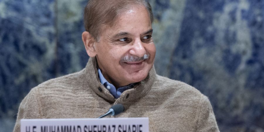 ARCHIV - Der pakistanische Premierminister Shehbaz Sharif spricht bei den Vereinten Nationen in Genf Foto: Violaine Martin/UN Photo/dpa - ACHTUNG: Nur zur redaktionellen Verwendung und ...