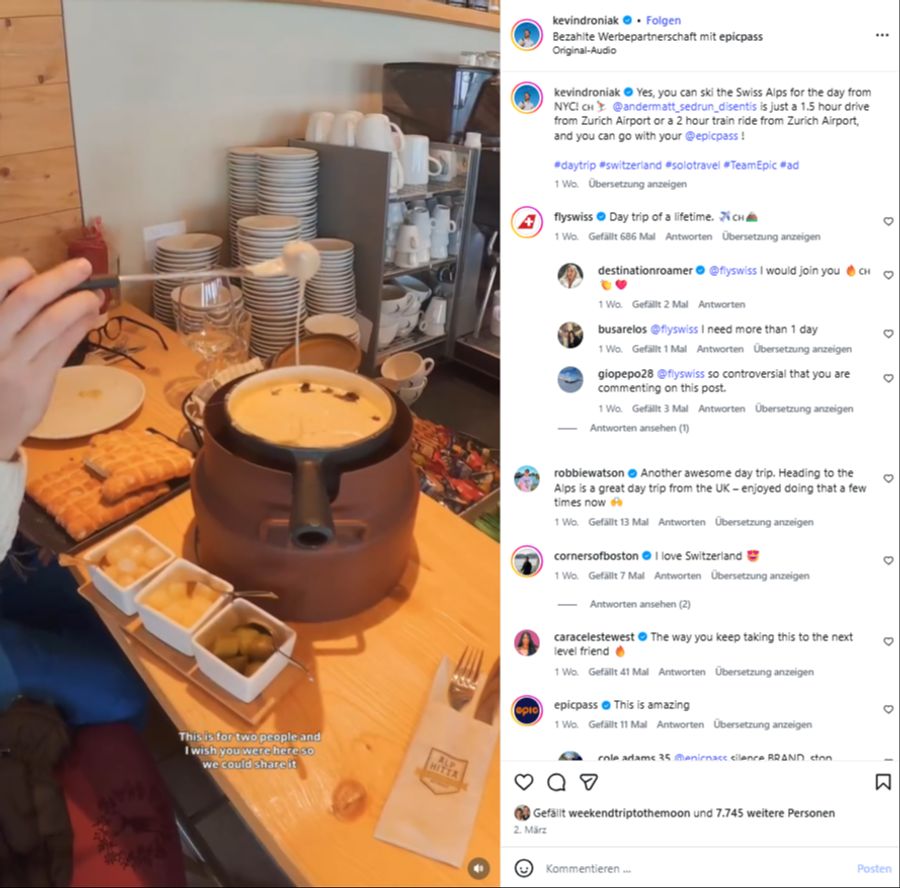Auch ein traditionelles Schweizer Fondue durfte nicht fehlen.