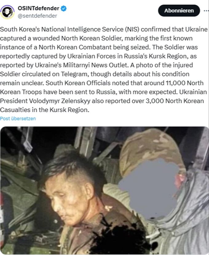 Der nordkoreanische Soldat ist in Folge seiner Verletzungen in Gefangenschaft gestorben. gestorben